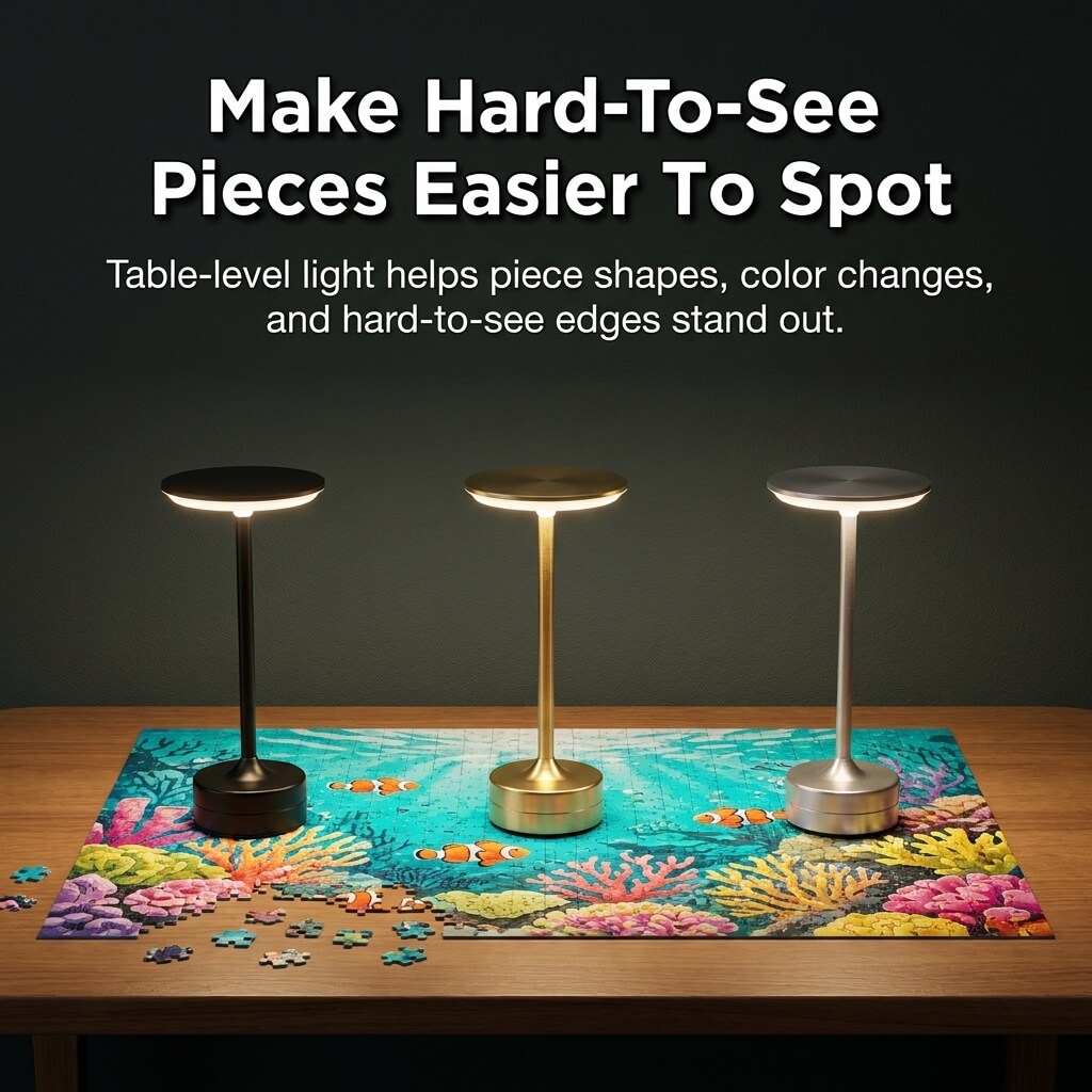 Cardora lights making a jigsaw puzzle easier to see